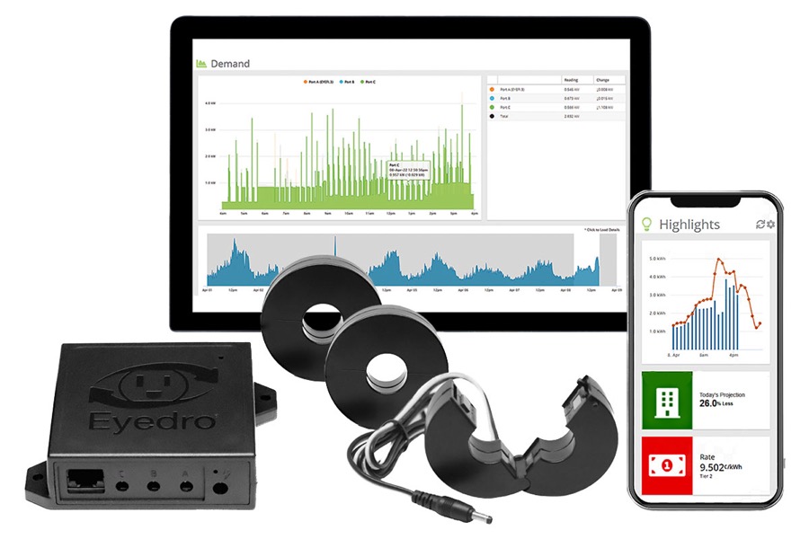 Eyedro EB6-EW-E3 energy meter with three current clamps